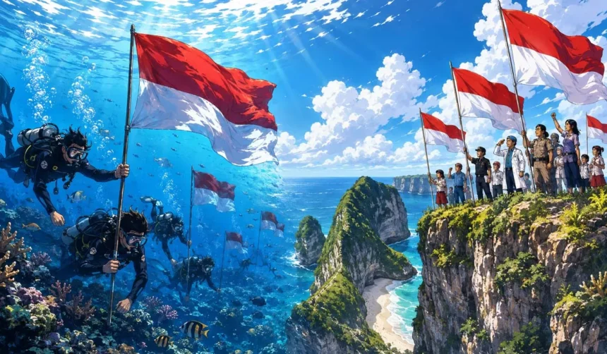 bendera Merah Putih Nusa Penida