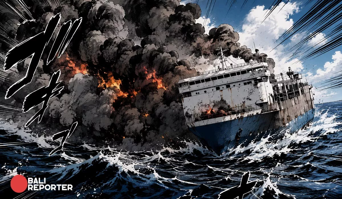 Foto Ilustrasi Kapal Mutiara Sentosa 2 terbakar
